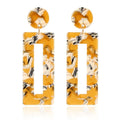 Square Earrings Yellow Acrylic