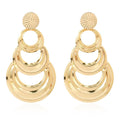 Metal Circle Earrings Gold Plated Alloy