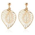 Leaf Earrings Gold Plated Alloy