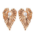 Pearl Earrings Heart Shape Rose Gold Plated Cooper