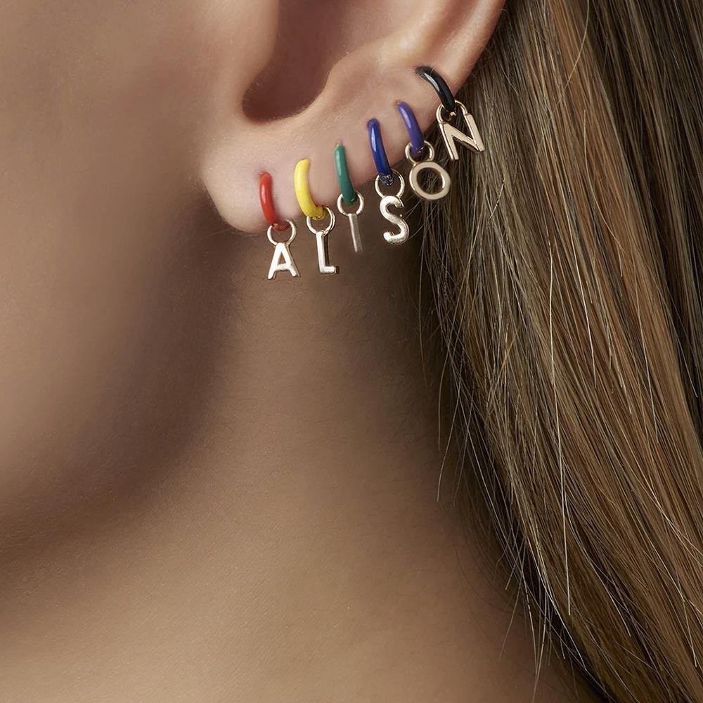 Alphabet V Earrings Gold Plated Alloy