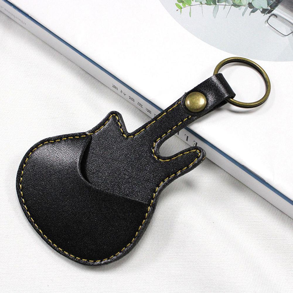 Guitar Pick Leather Case Pick Holder Guitar Shape