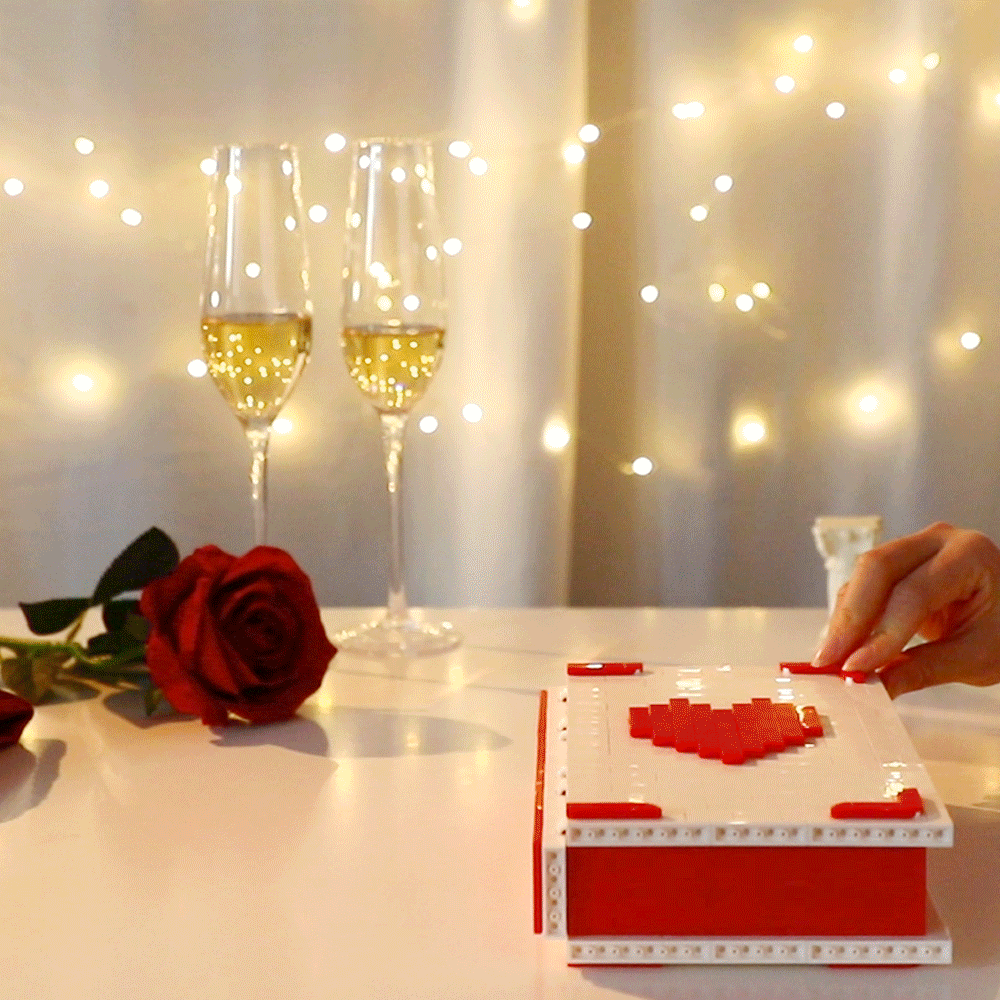 DIY Jewelry Gifts Box for Rings I Love You Compatible with Building Blocks Cartoon to Assemble