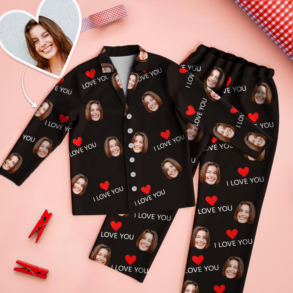 Custom Face I Love You Pajamas Christmas Gift for Lover