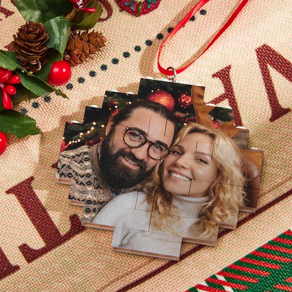 Christmas Ornament Custom Spotify Code Round Photo Block Personalized Building Brick