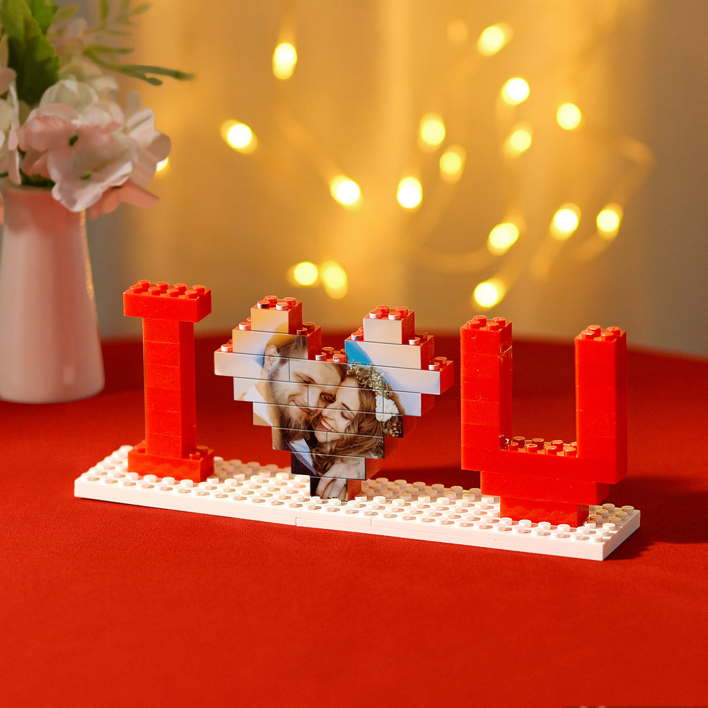 Custom Building Brick Photo Block Personalised I Love You Brick Puzzles Gifts for Lovers