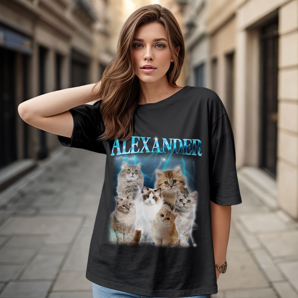 Custom Photo Vintage Tee Personalized Name T-shirt Pet Gifts Dog