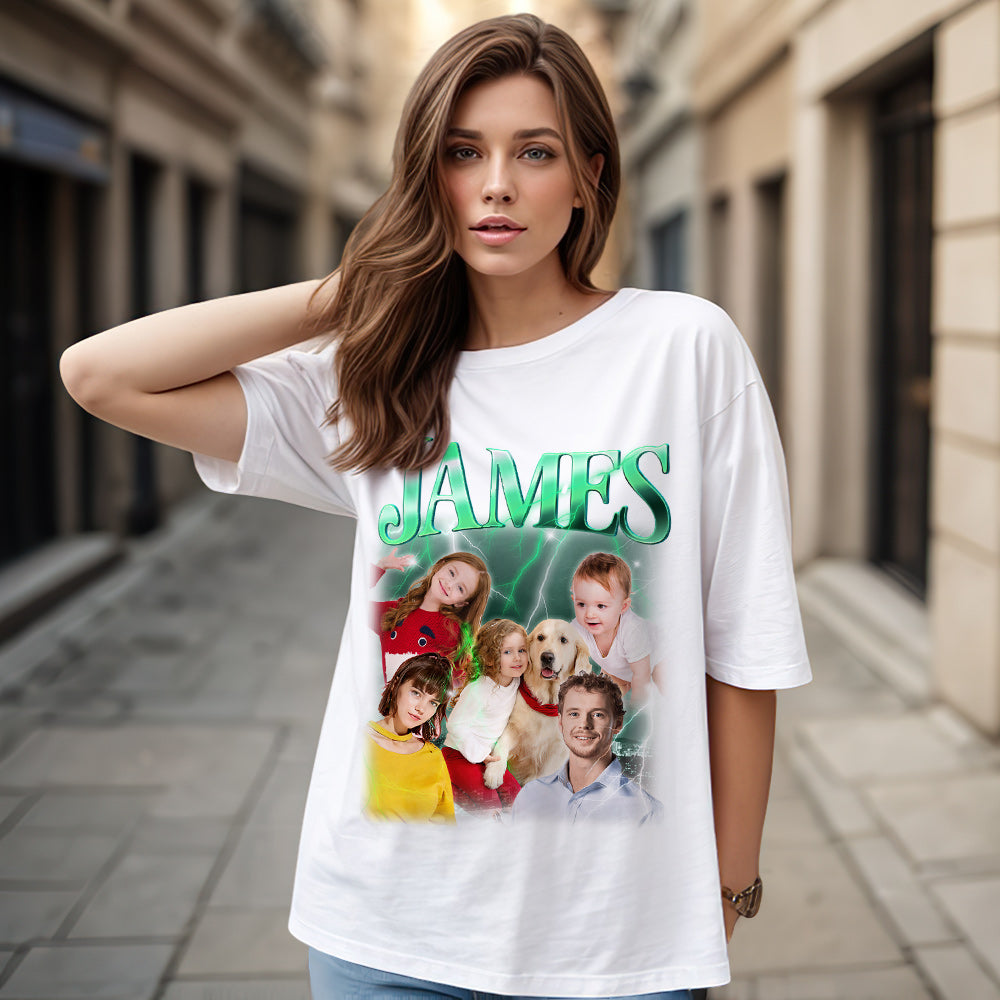 Custom Photo Vintage Tee Personalized Name T-shirt Pet Gifts Dog