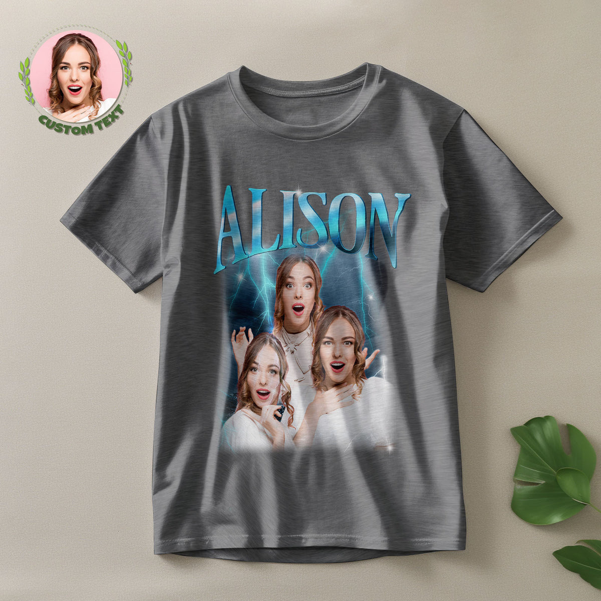 Custom Lightning Retro Photo And Name T-Shirt Special Gift For Couple