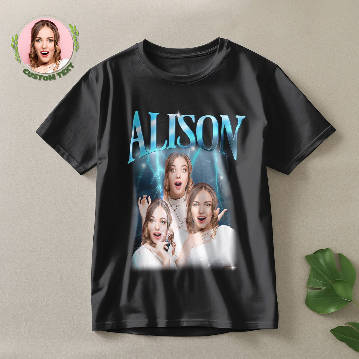 Custom Lightning Retro Photo And Name T-Shirt Special Gift For Couple