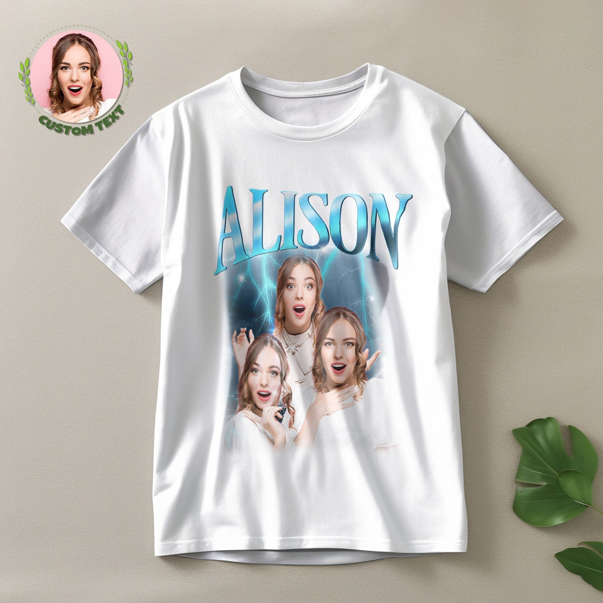 Custom Lightning Retro Photo And Name T-Shirt Special Gift For Couple