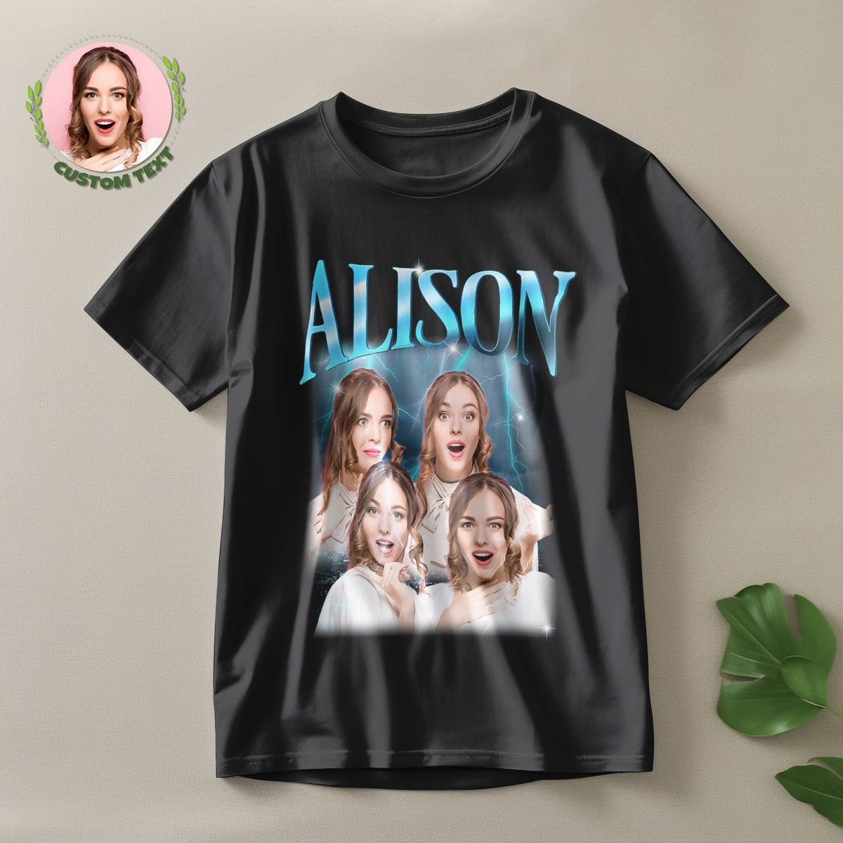 Custom Lightning Retro Photo And Name T-Shirt Special Gift For Couple
