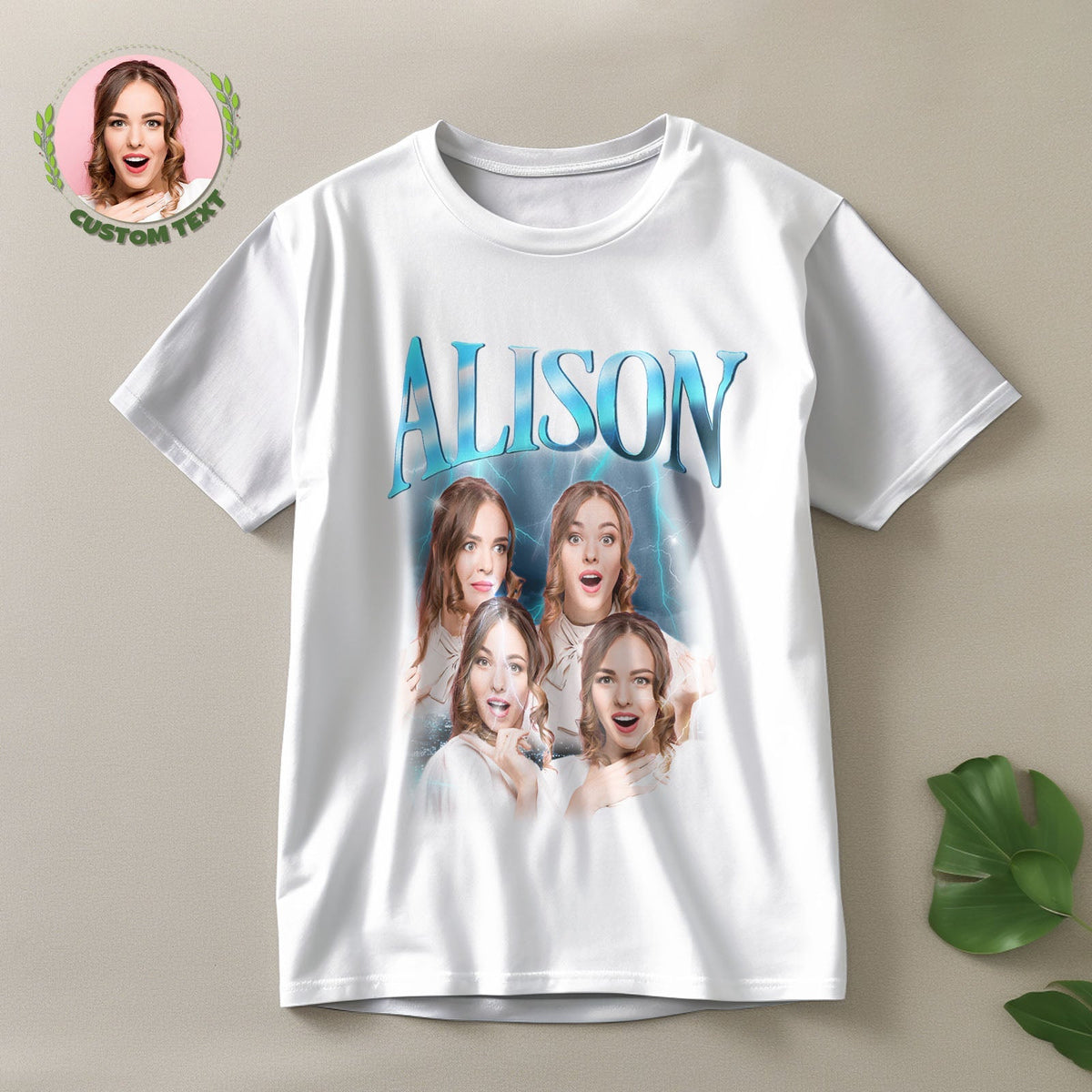 Custom Lightning Retro Photo And Name T-Shirt Special Gift For Couple