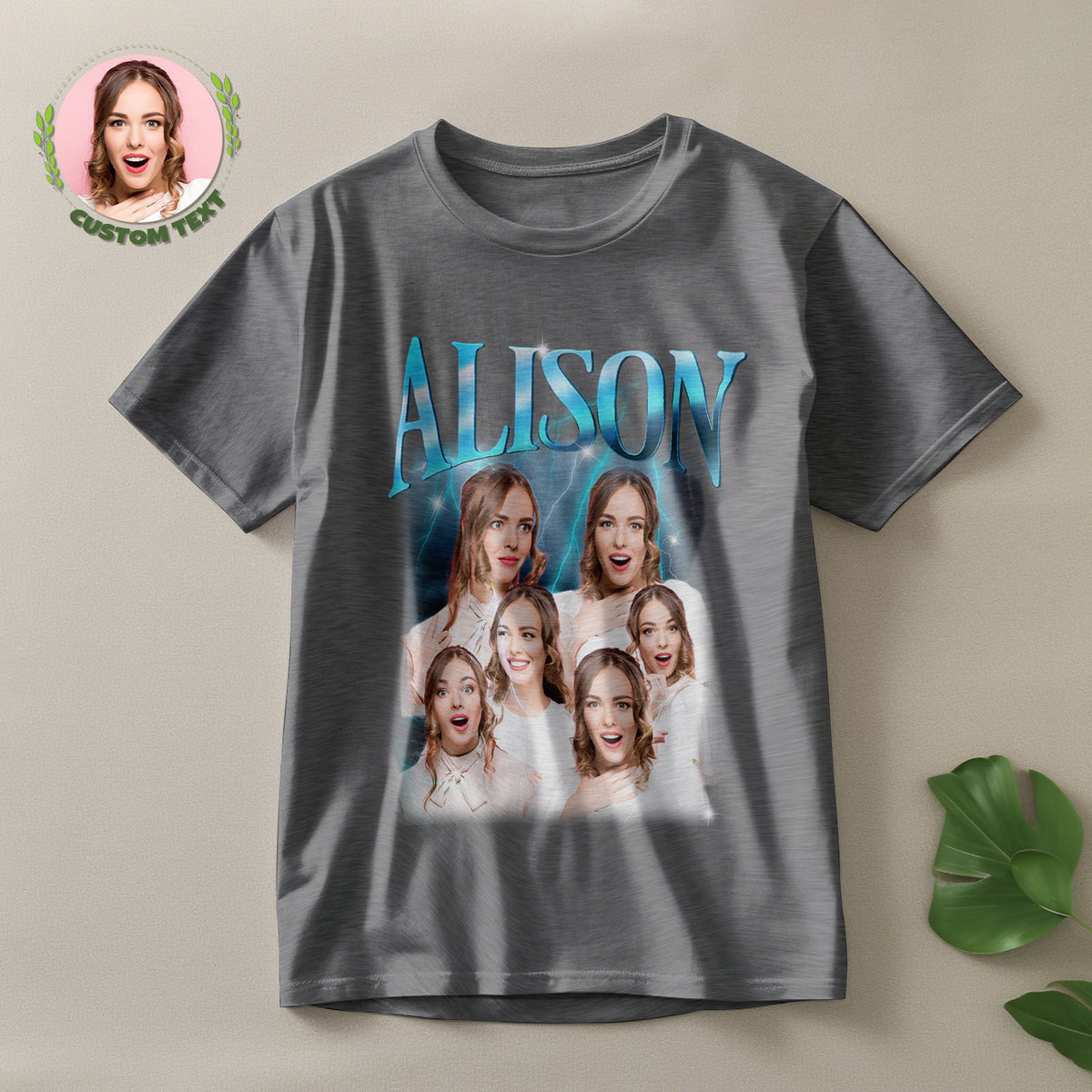 Custom Lightning Retro Photo And Name T-Shirt Special Gift For Couple