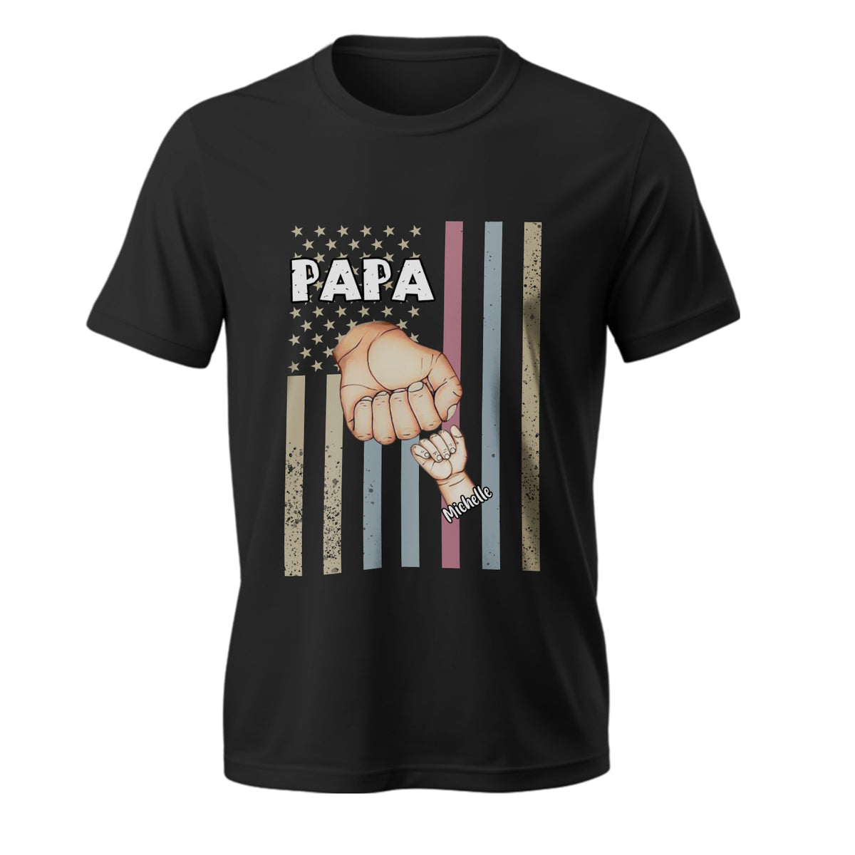 Personalized Papa Uncle Us Flag Grandkids Hands Shirts with Name Custom Papa Papaw Shirts for Fathers Day