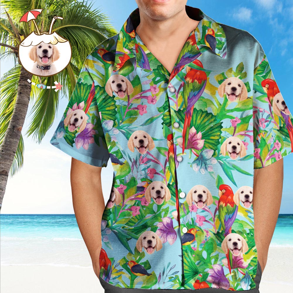 Custom Tropical Shirts with Face Custom Face Hawaiian Shirt Parrot
