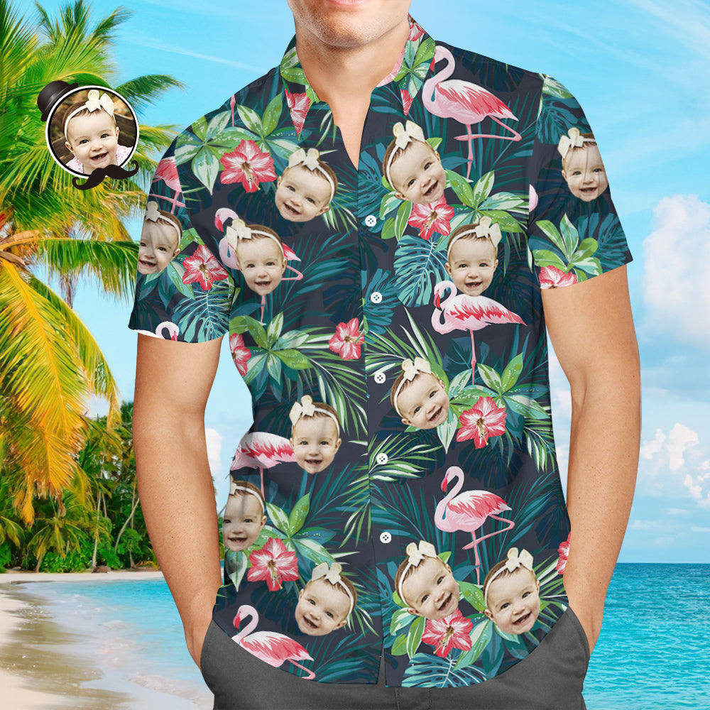 Custom Hawaiian Shirts Colorful Flamingo Aloha Beach Shirt Father's Day Shirt Gift for Dad