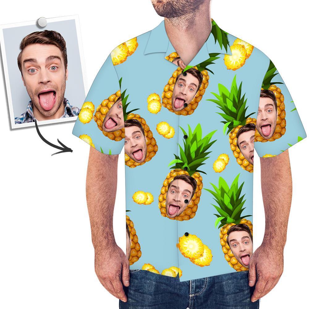 Christmas Gift Custom Hawaiian Shirts Blue Funny Pineapple Personalized Aloha Beach Shirt For Men