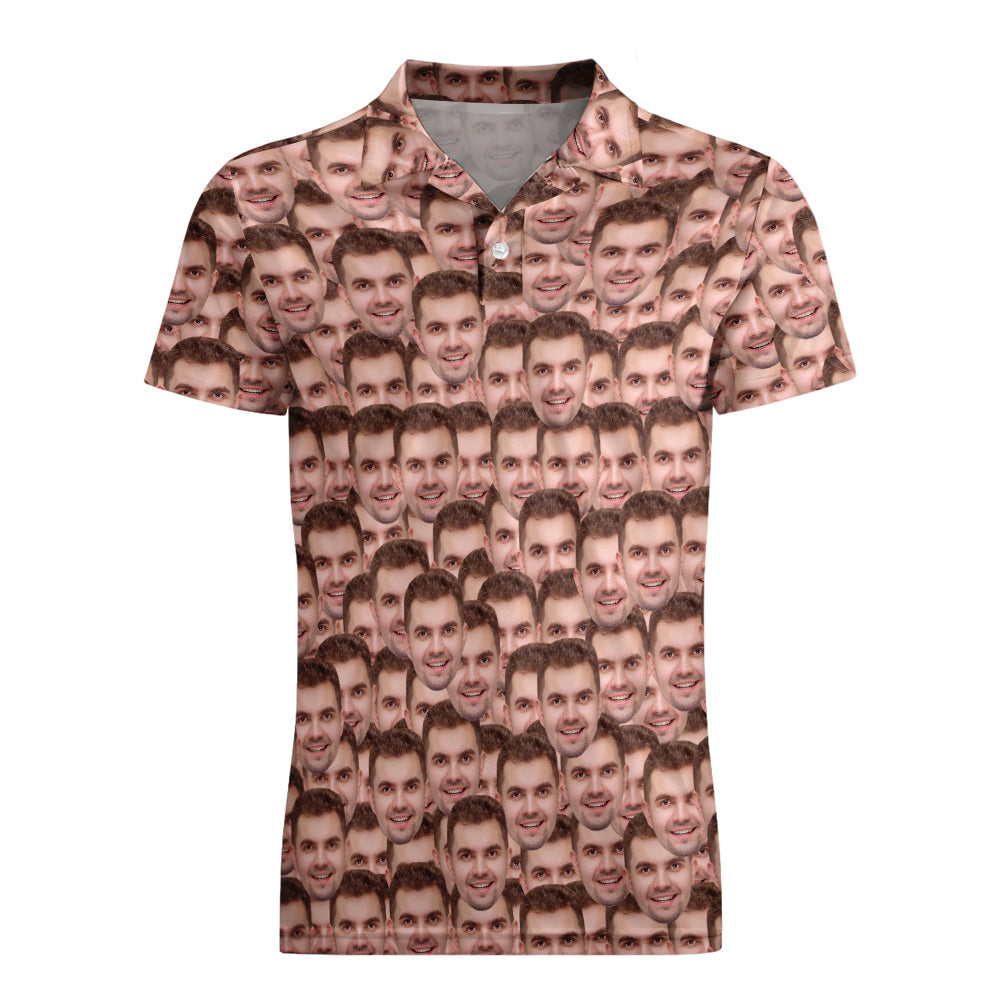 Men's Custom Face POLO Shirt Personalized Golf Shirts For Him Face Mash