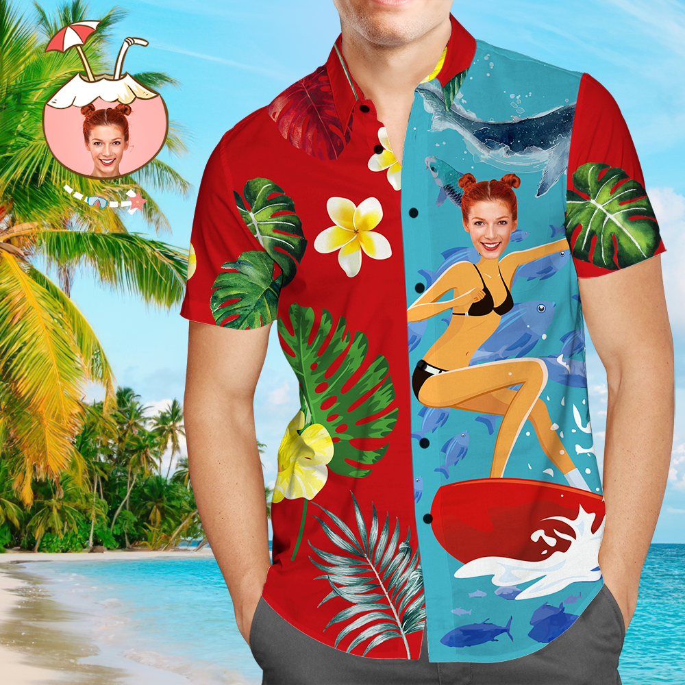 Custom Hawaiian Shirts Love Surfing Personalized Aloha Beach Shirt For Men Surfing Hawaiian Style Surfing Hawaiian Style