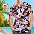 Custom Hawaiian Shirts Purple Flowers Personalized Aloha Beach Shirt For Men