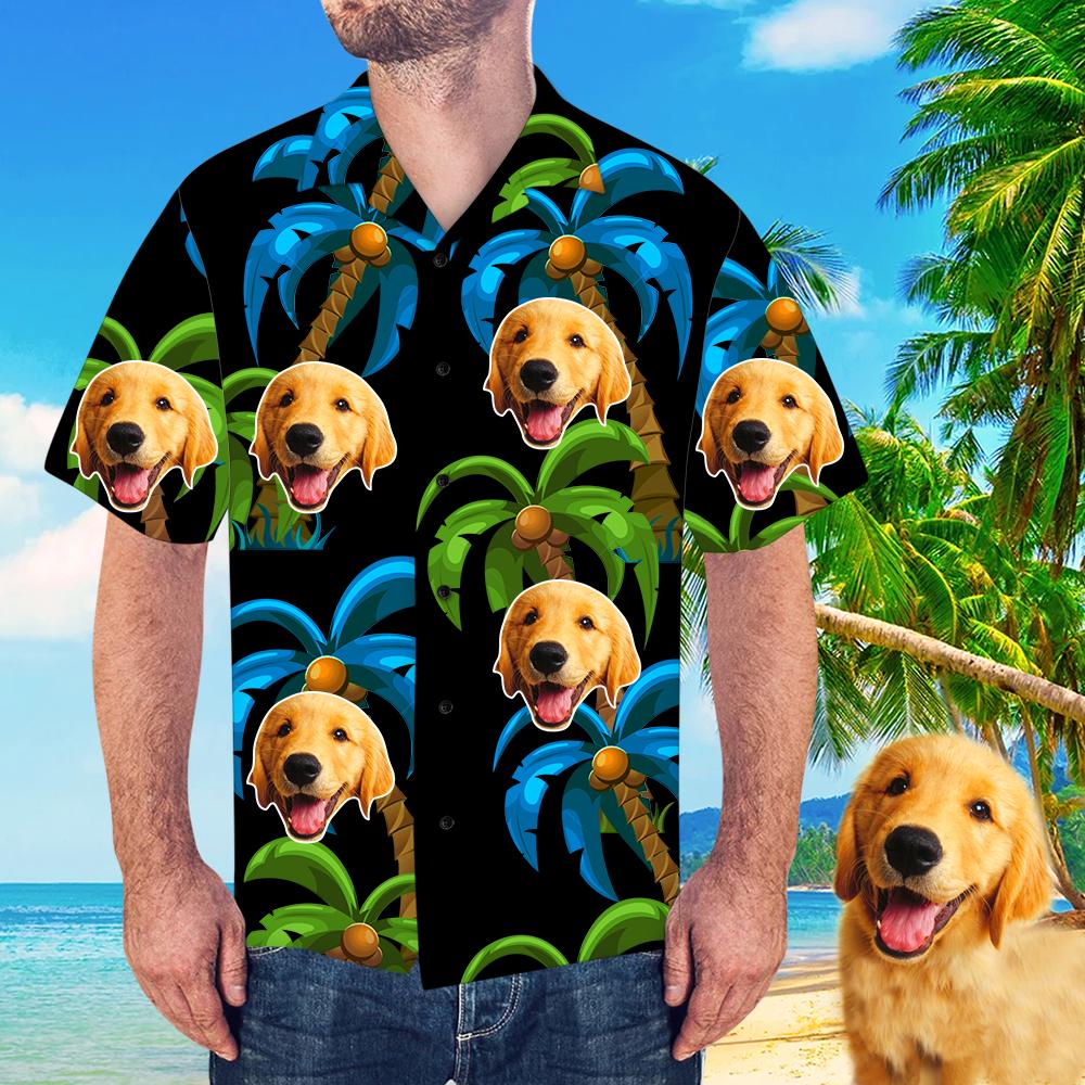Custom Face Shirt Coconut Tree Men's All Over Print Hawaiian Shirt