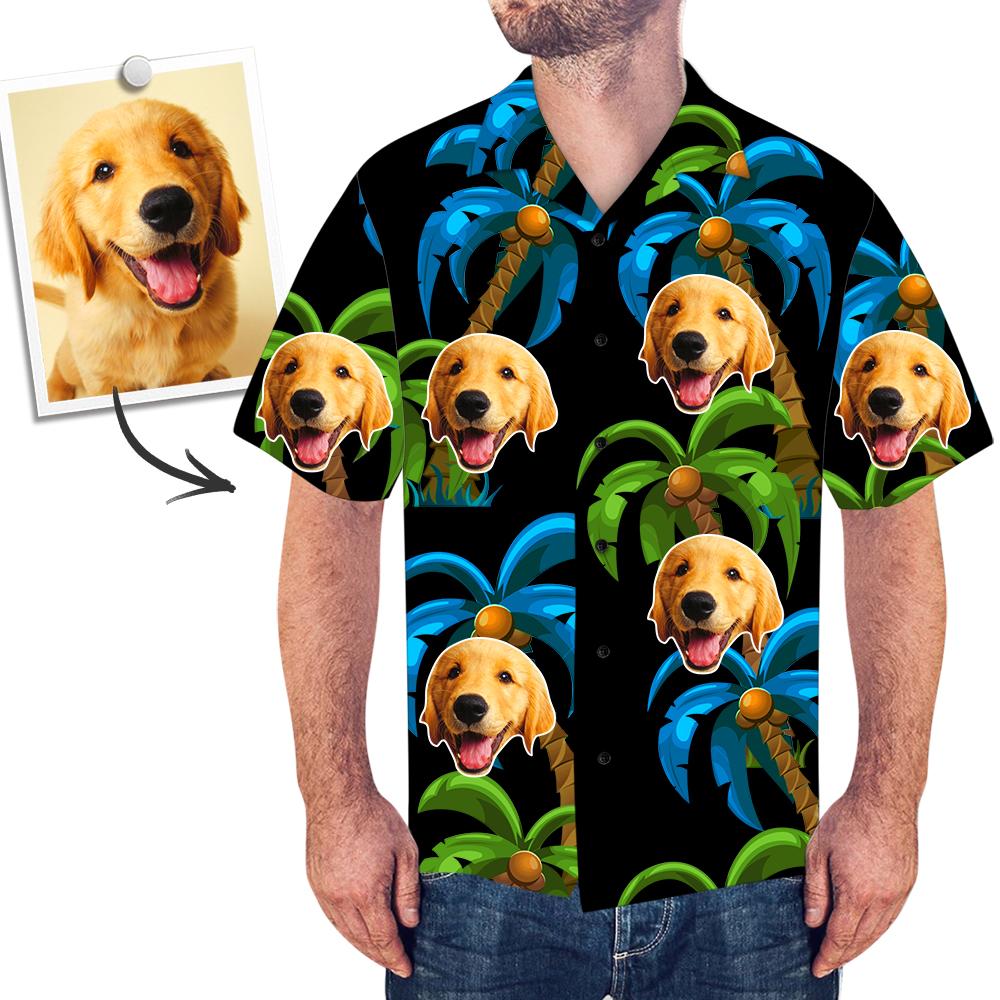 Custom Face Shirt Coconut Tree Men's All Over Print Hawaiian Shirt
