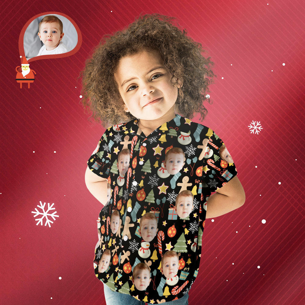 Custom Face Shirt Personalized Photo Kid's Hawaiian Shirt Christmas Surprise Gift - Merry Christmas