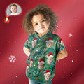 Custom Face Personalized Merry Christmas Kid's Hawaiian Shirt All Over Print Leaves