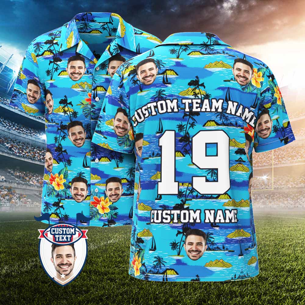 Custom Printed Hawaiian Shirt for Fans Personalized Face and Text Hawaiian Shirt Gift for fans - Mountains Design