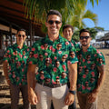 Custom Hawaiian Shirts Red Flowers Design Personalized Aloha Beach Shirt For Men
