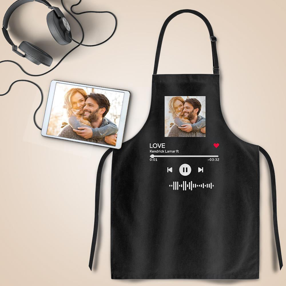 Scannable Music Code Apron Engraved Apron Waterproof Your Favorite Song Anniversary Gifts