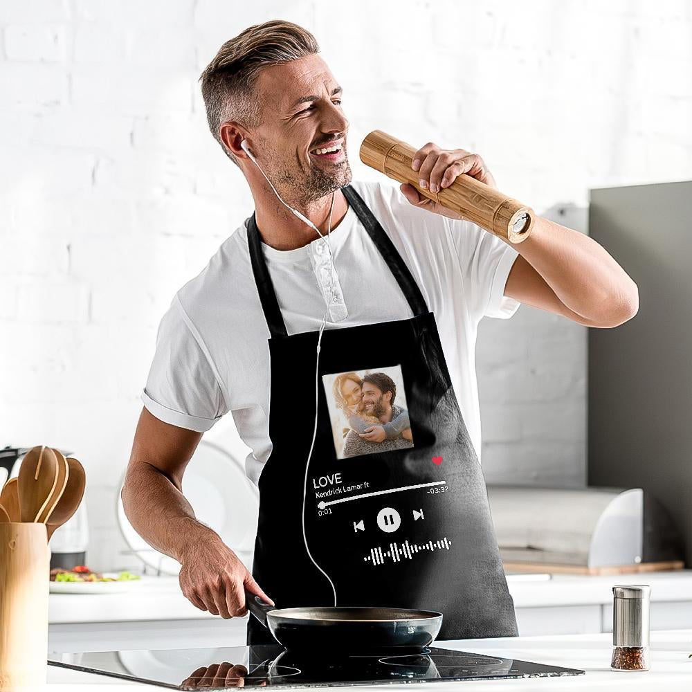 Scannable Music Code Apron Engraved Apron Waterproof Your Favorite Song Anniversary Gifts