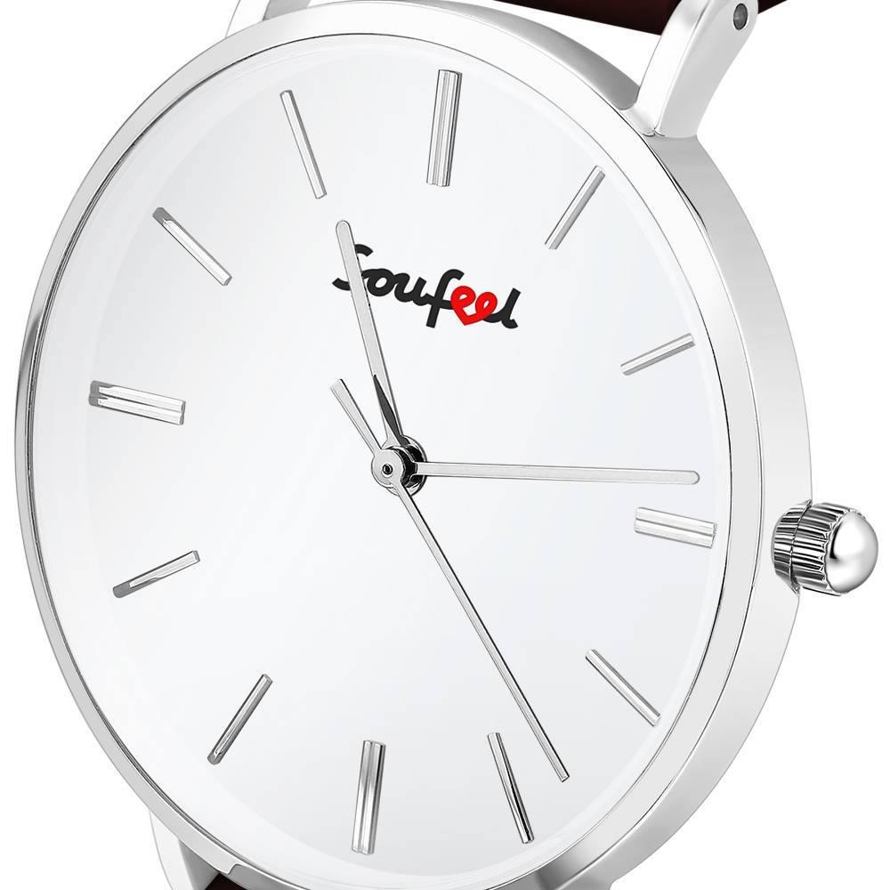 Soufeel Women's Classic Watch Brown Leather Strap 36mm