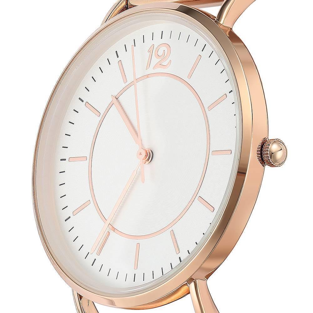 Mesh Bracelet Watch in Stainless Steel Rose Gold Strap and White Dial - Men's