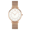Mesh Bracelet Watch in Stainless Steel Rose Gold Strap and White Dial - Men's