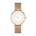 Mesh Bracelet Watch in Stainless Steel Rose Gold Strap and White Dial - Women's