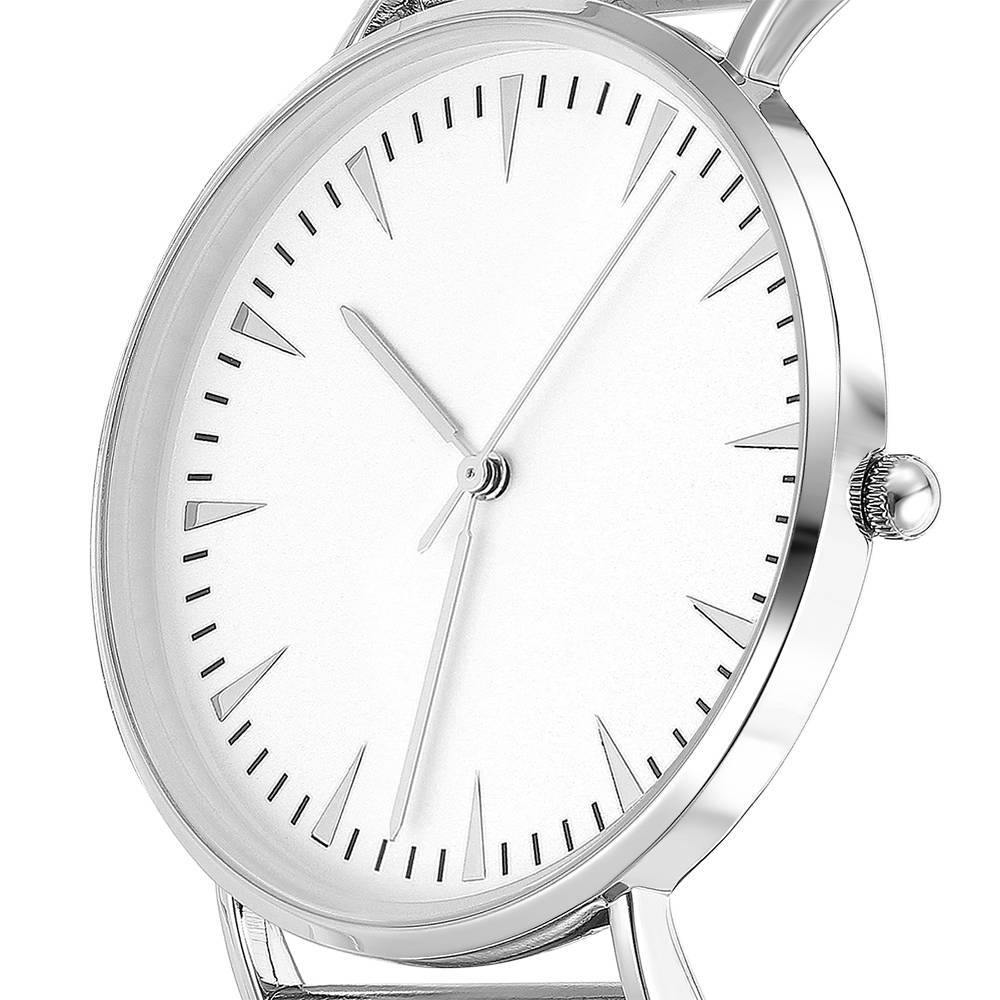 Mesh Bracelet Watch in Stainless Steel Silver Strap and White Dial - Men's