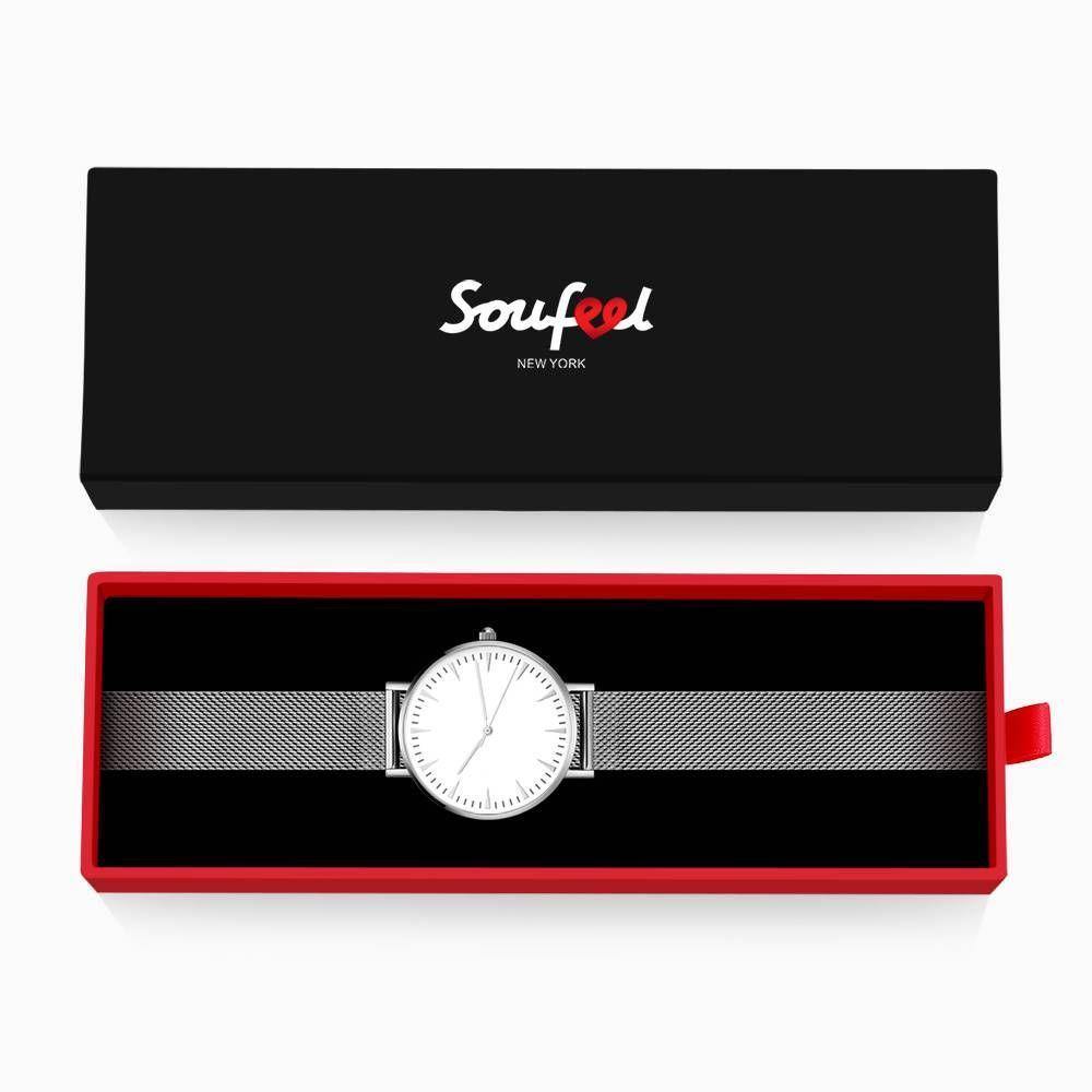 Mesh Bracelet Watch in Stainless Steel Silver Strap and White Dial - Women's