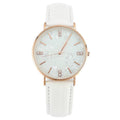 Fashion Marble Dial Watch White Leather Strap - Men's