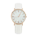 Fashion Marble Dial Watch White Leather Strap - Women's