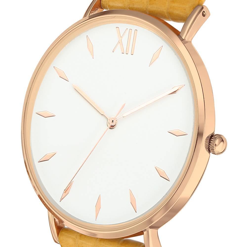 Simply Style Dial Watch Yellow Leather Strap - Men's