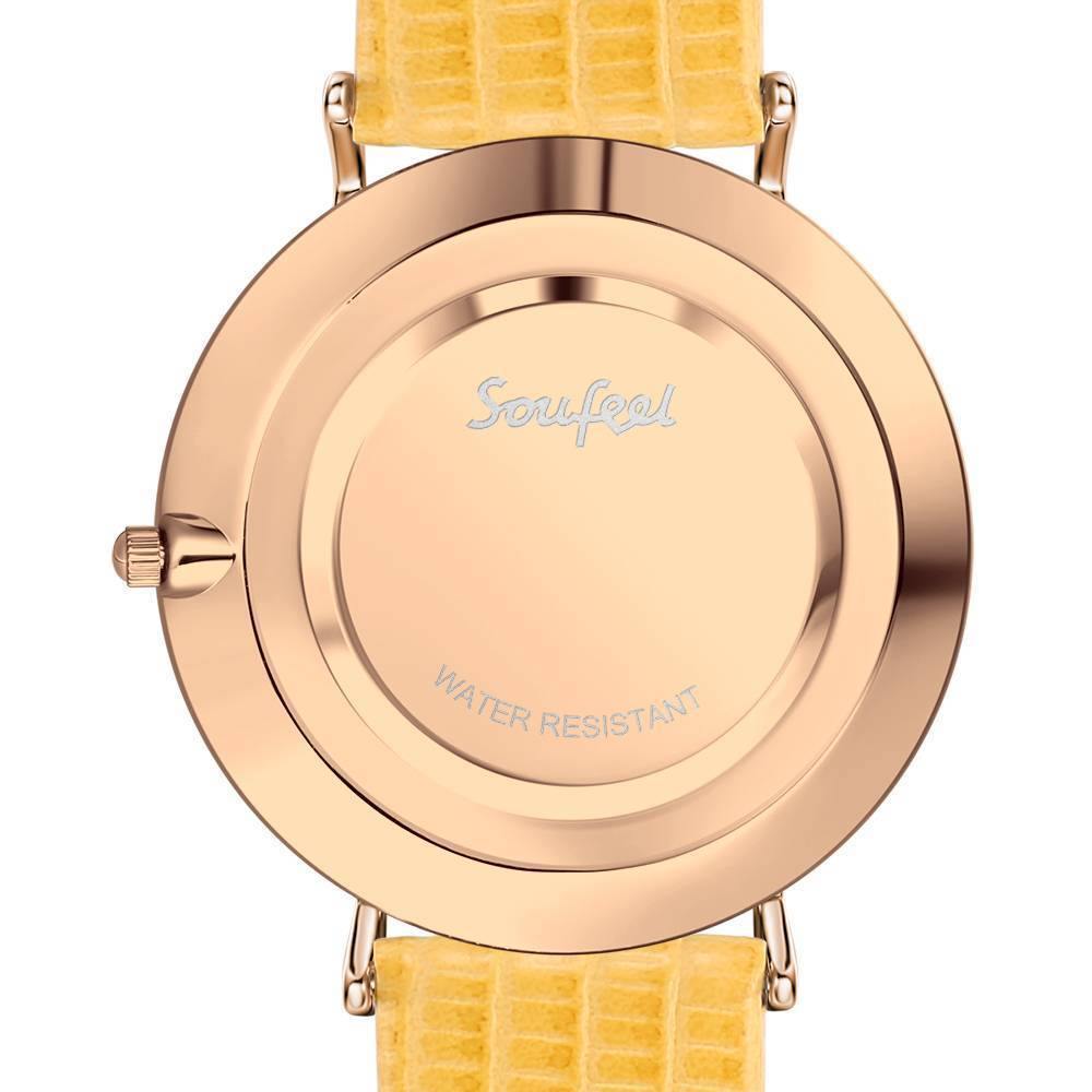 Simply Style Dial Watch Yellow Leather Strap - Men's