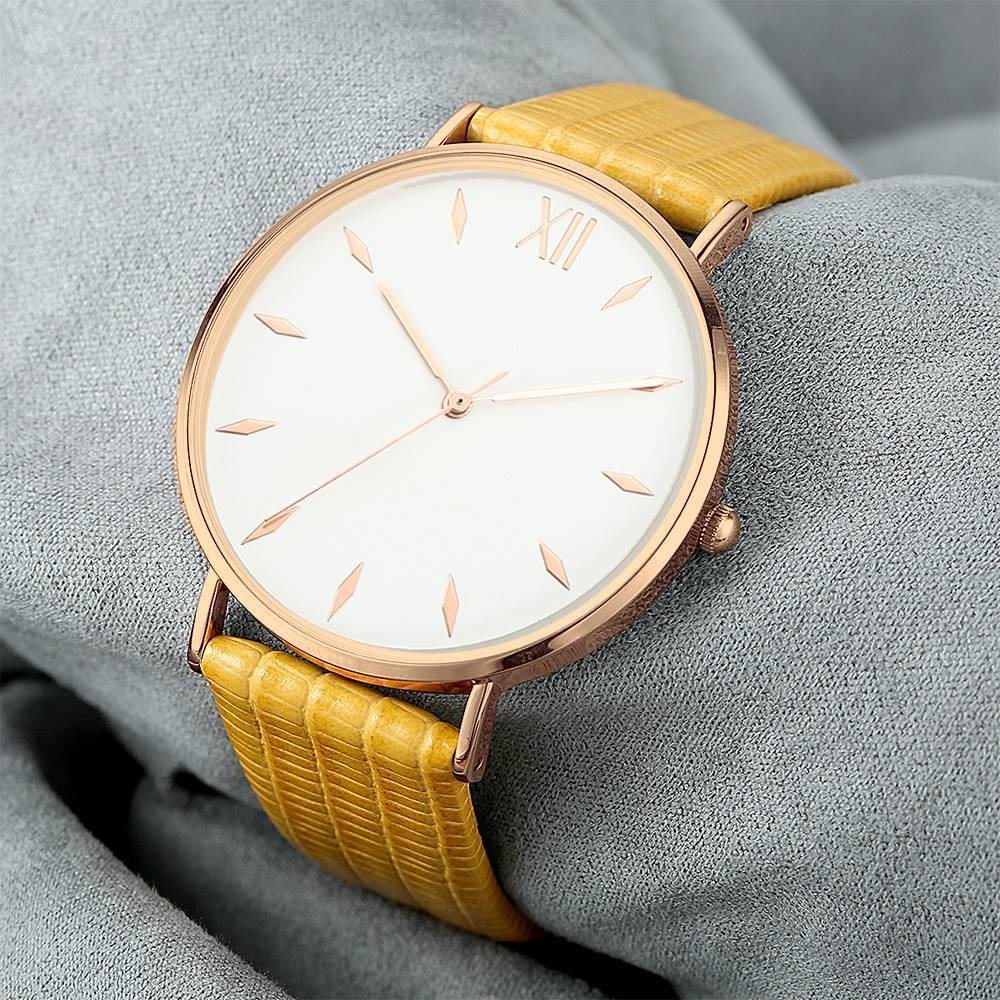 Simply Style Dial Watch Yellow Leather Strap - Men's