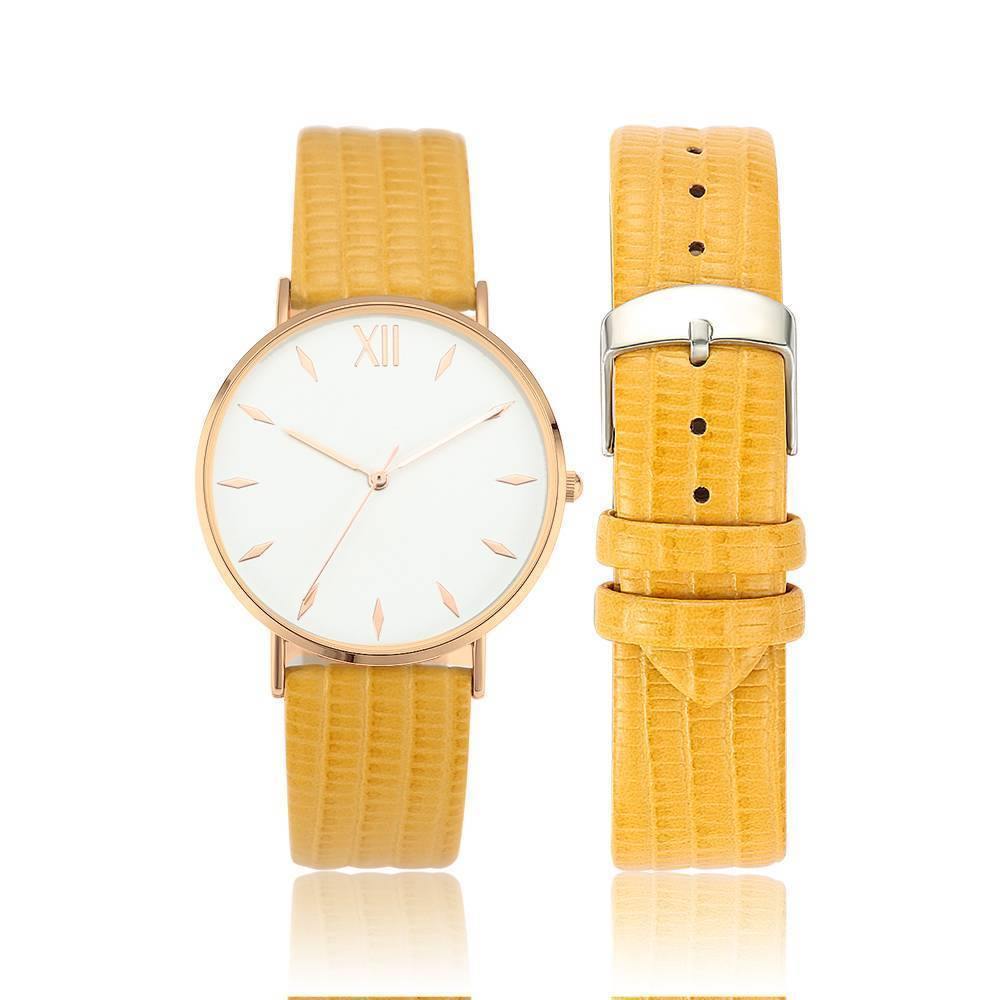 Simply Style Dial Watch Yellow Leather Strap - Men's