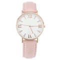 White Dial Watch Fashion Quartz Pink Leather Strap - Men's