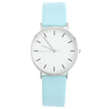 White Dial Watch Fashion Quartz Blue Leather Strap - Men's