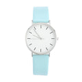 White Dial Watch Fashion Quartz Blue Leather Strap - Women's