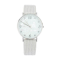 Casual Marble Dial Watch Grey Leather Strap - Women's