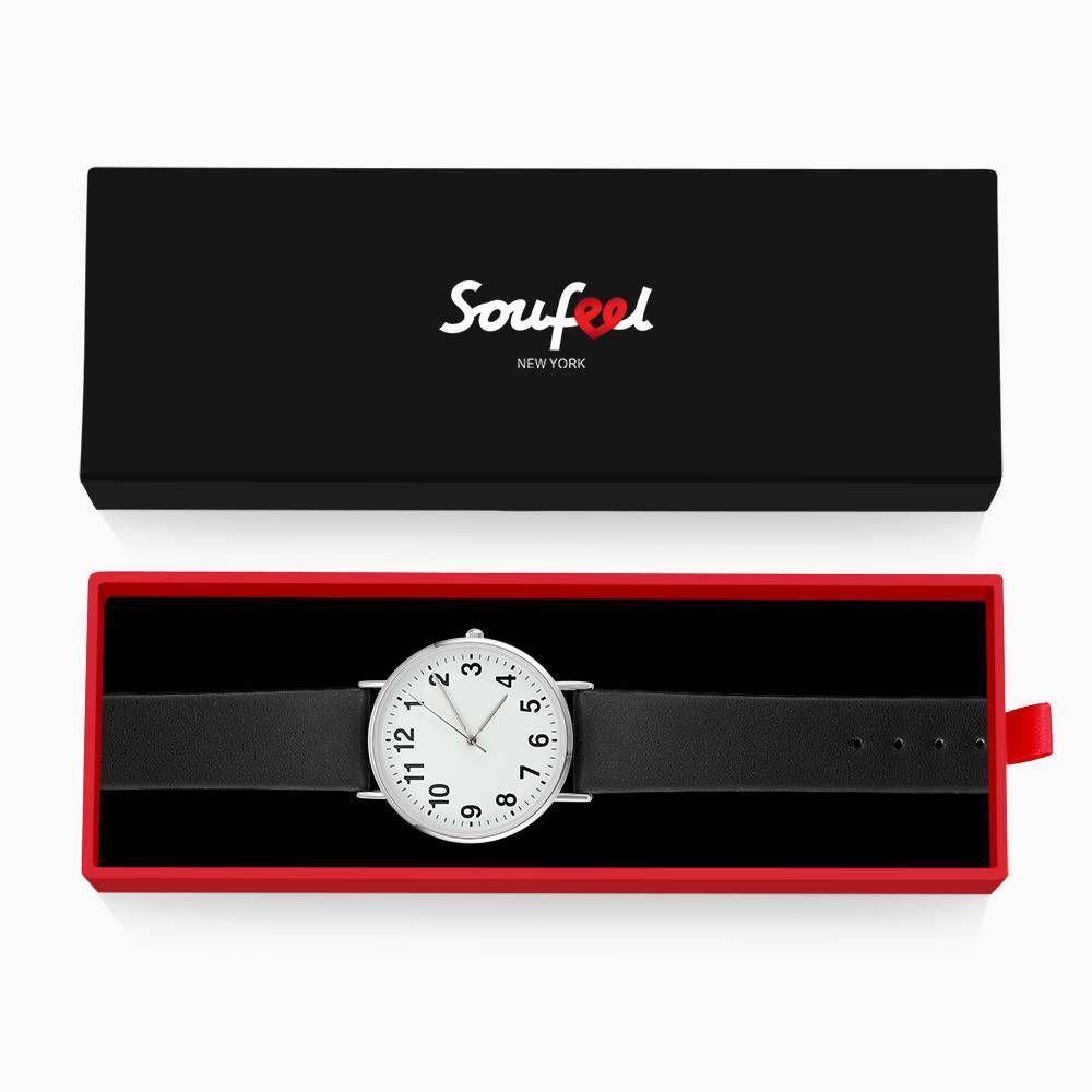 Digital Dial Watch Quartz Black Leather Strap - Women's